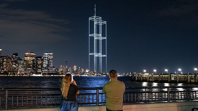 Drone Display Recreates Twin Towers Over New York City